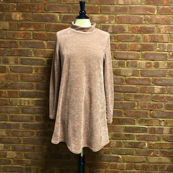 White Birch Mauve Ling Sleeve Cheetah Elbow Pads Dress  Size Medium - Picture 1 of 5